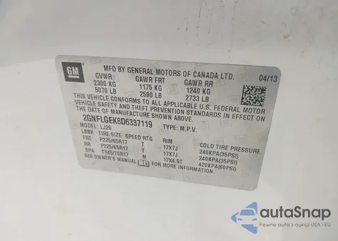 2013 Chevrolet Equinox Ltz из США, поврежденный, VIN 2GNFLGEK8D6337119